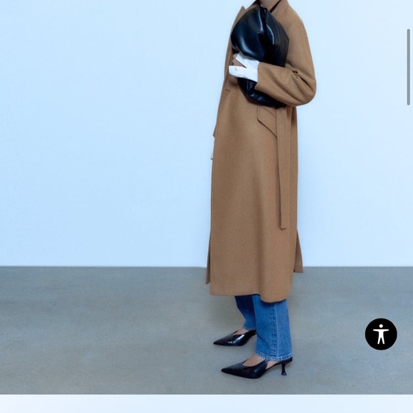 NWOT ZARA Wool blend Belted Camel Wrap Coat Bloggers Favorite - Picture 3 of 12